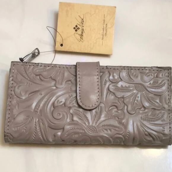 Patricia Nash Nazari Burnished Tooled Bifold Leather Wallet Color Stone‎ NWT - Picture 7 of 8